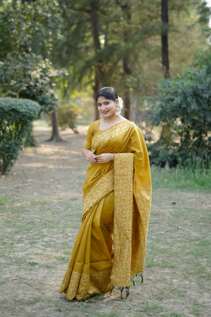 Yellow Woven Art Silk Saree (Eth_SR_50)