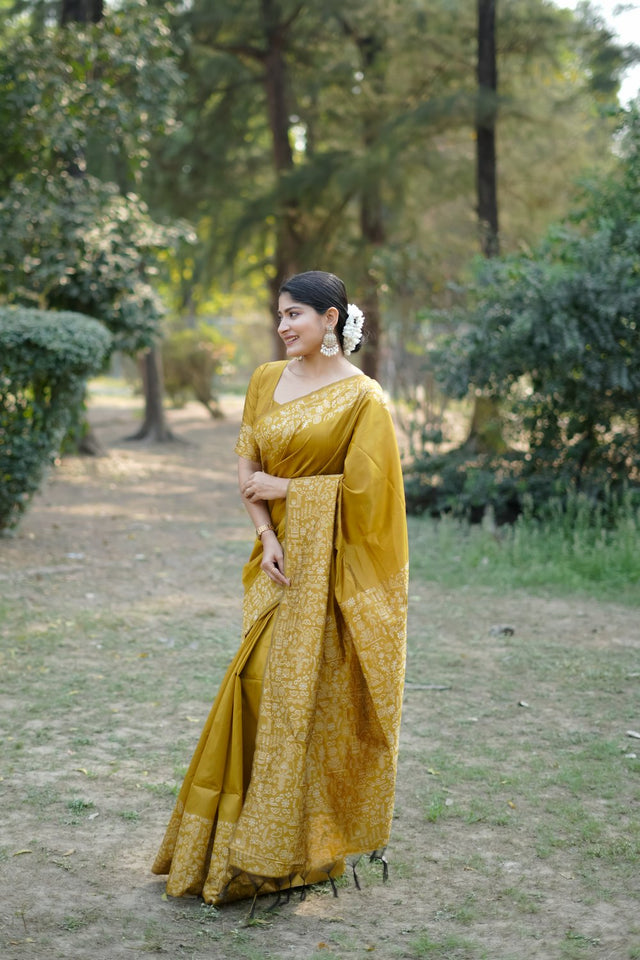 Yellow Woven Art Silk Saree (Eth_SR_50)