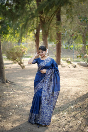 Blue Woven Art Silk Saree (Eth_SR_51)