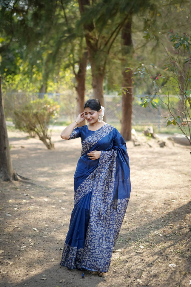 Blue Woven Art Silk Saree (Eth_SR_51)