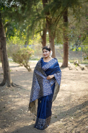 Blue Woven Art Silk Saree (Eth_SR_51)