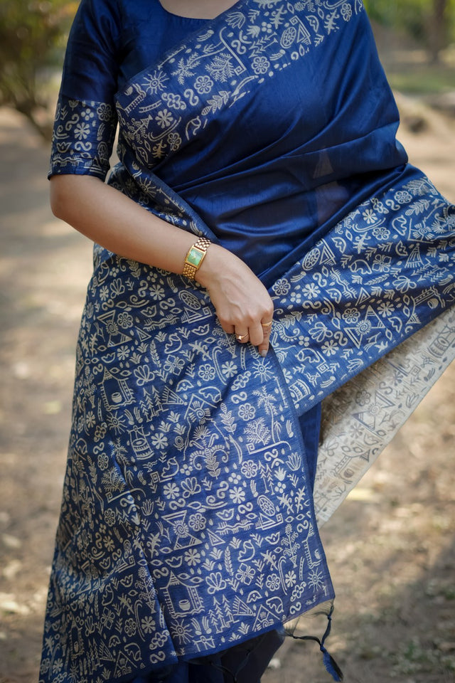 Blue Woven Art Silk Saree (Eth_SR_51)