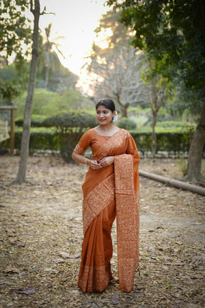 Orange Woven Art Silk Saree (Eth_SR_53)