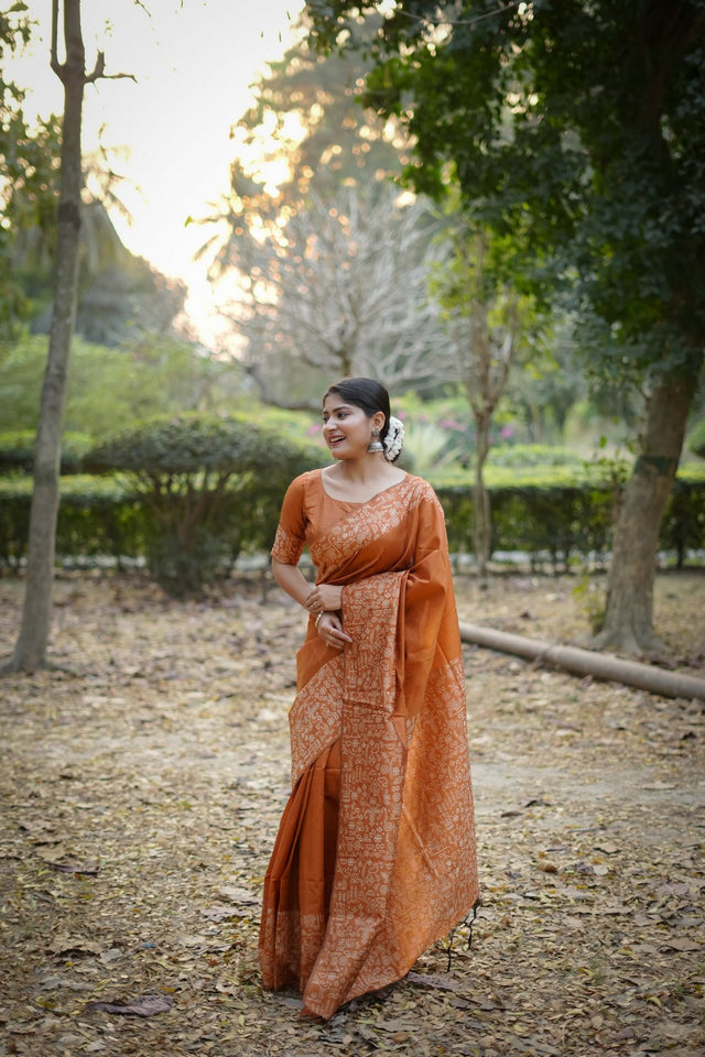 Orange Woven Art Silk Saree (Eth_SR_53)