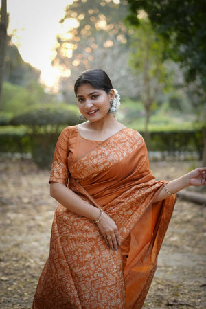Orange Woven Art Silk Saree (Eth_SR_53)