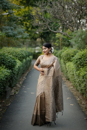 Beige Woven Art Silk Saree (Eth_SR_55)