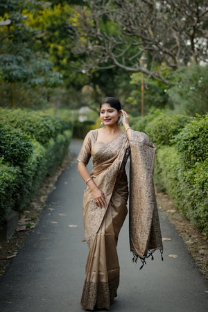 Beige Woven Art Silk Saree (Eth_SR_55)