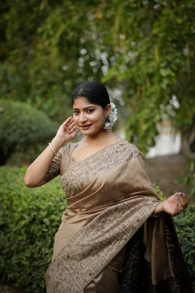 Beige Woven Art Silk Saree (Eth_SR_55)