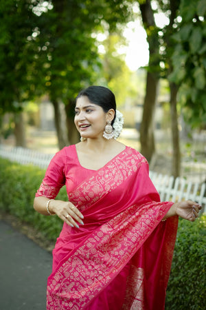 Pink Woven Art Silk Saree (Eth_SR_57)