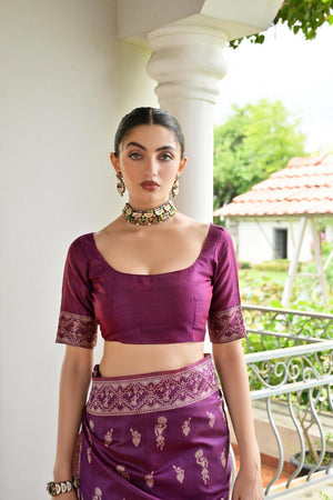 Wine Woven Art Silk Saree (Eth_SR_58)