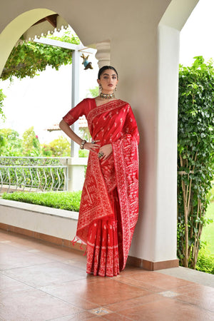 Red Woven Art Silk Saree (Eth_SR_64)
