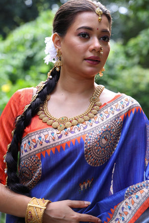 Blue Woven Art Silk Saree (Eth_SR_67)