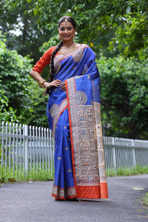 Blue Woven Art Silk Saree (Eth_SR_67)
