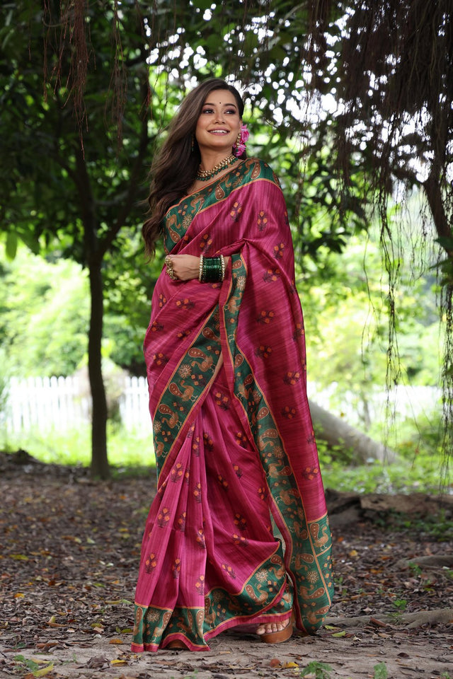 Pink Woven Art Silk Saree (Eth_SR_73)