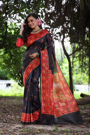 Black Woven Art Silk Saree (Eth_SR_75)