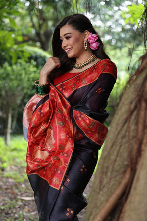Black Woven Art Silk Saree (Eth_SR_75)