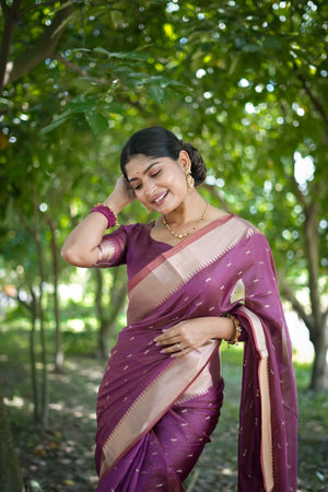 Purple Woven Art Silk Saree (Eth_SR_76)