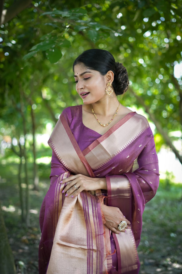 Purple Woven Art Silk Saree (Eth_SR_76)