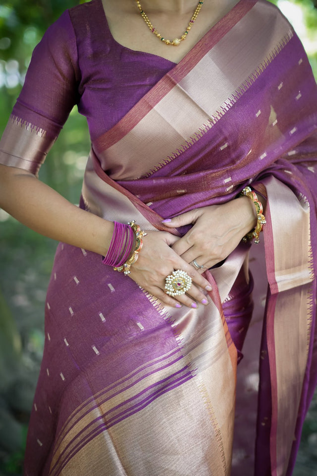 Purple Woven Art Silk Saree (Eth_SR_76)