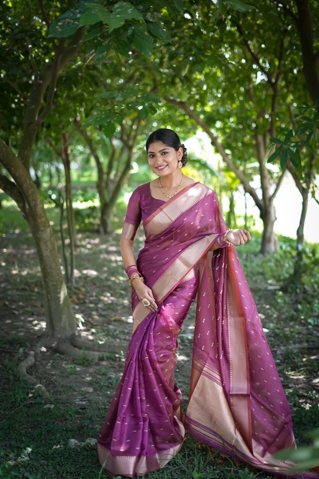 Purple Woven Art Silk Saree (Eth_SR_76)