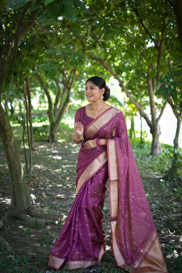 Purple Woven Art Silk Saree (Eth_SR_76)