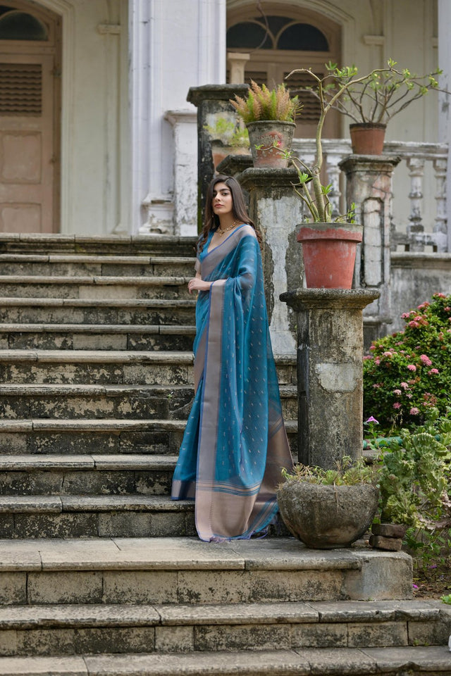 Blue Woven Art Silk Saree (Eth_SR_78)