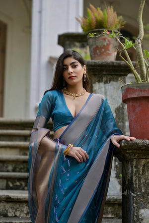 Blue Woven Art Silk Saree (Eth_SR_78)