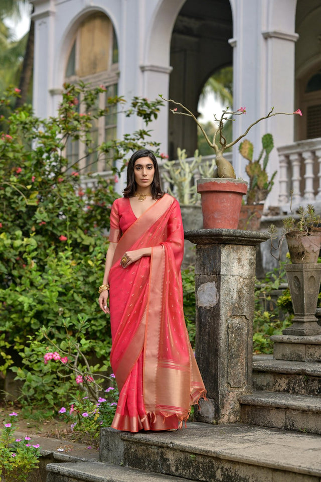Pink Woven Art Silk Saree (Eth_SR_79)