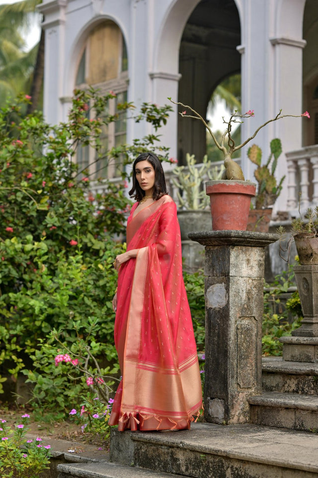 Pink Woven Art Silk Saree (Eth_SR_79)