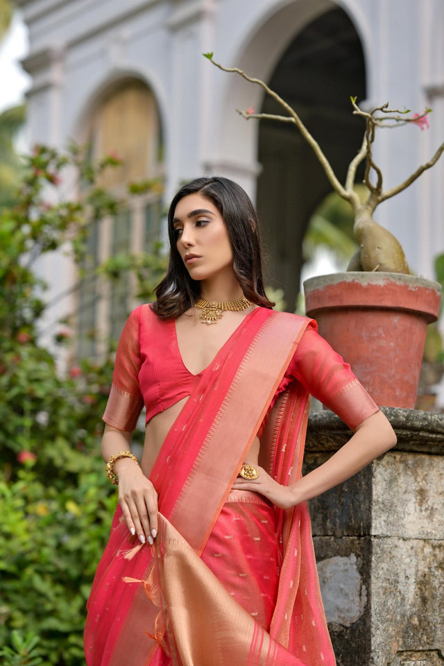 Pink Woven Art Silk Saree (Eth_SR_79)