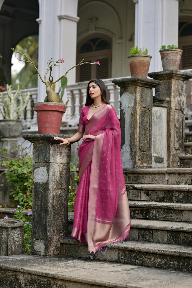 Magenta Woven Art Silk Saree (Eth_SR_80)