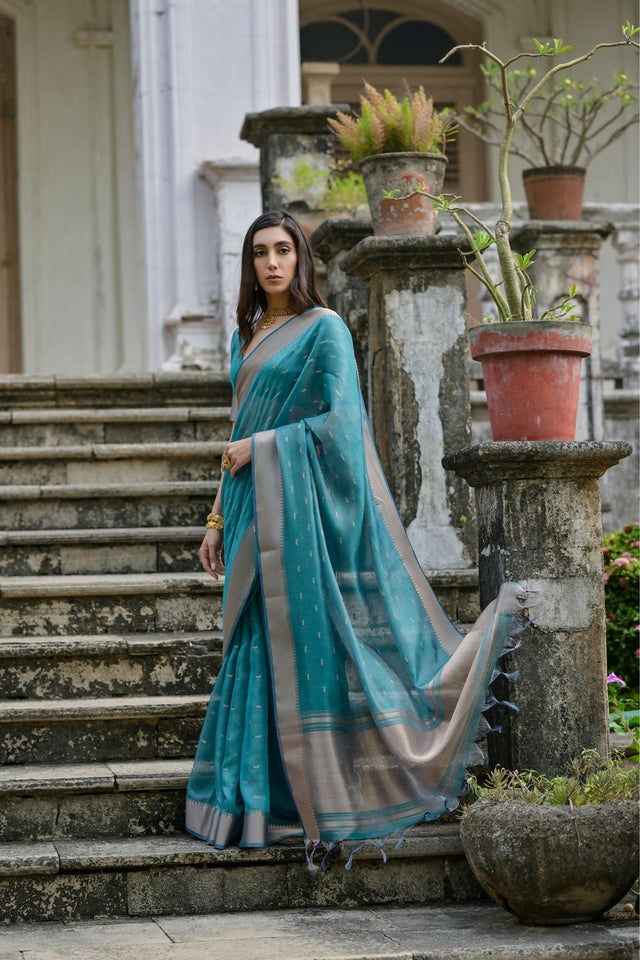 Light Blue Woven Art Silk Saree (Eth_SR_81)