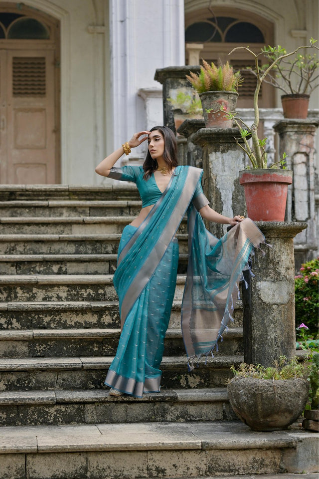 Light Blue Woven Art Silk Saree (Eth_SR_81)