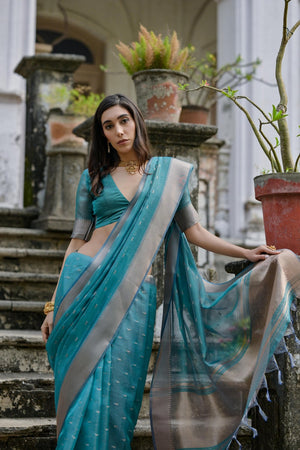 Light Blue Woven Art Silk Saree (Eth_SR_81)