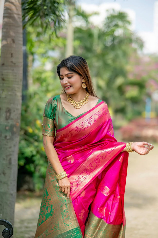 Pink Woven Art Silk Saree (Eth_SR_83)