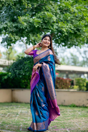 Blue Woven Art Silk Saree (Eth_SR_85)