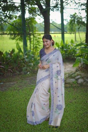 Multi Color Floral Woven Cotton Saree (Eth_SR_115)