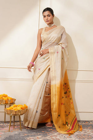 Multi Color Floral Woven Cotton Saree (Eth_SR_123)