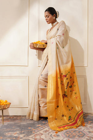 Multi Color Floral Woven Cotton Saree (Eth_SR_123)