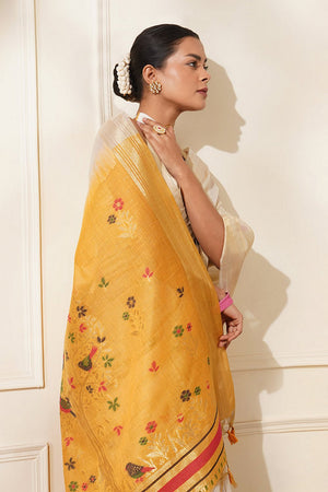 Multi Color Floral Woven Cotton Saree (Eth_SR_123)
