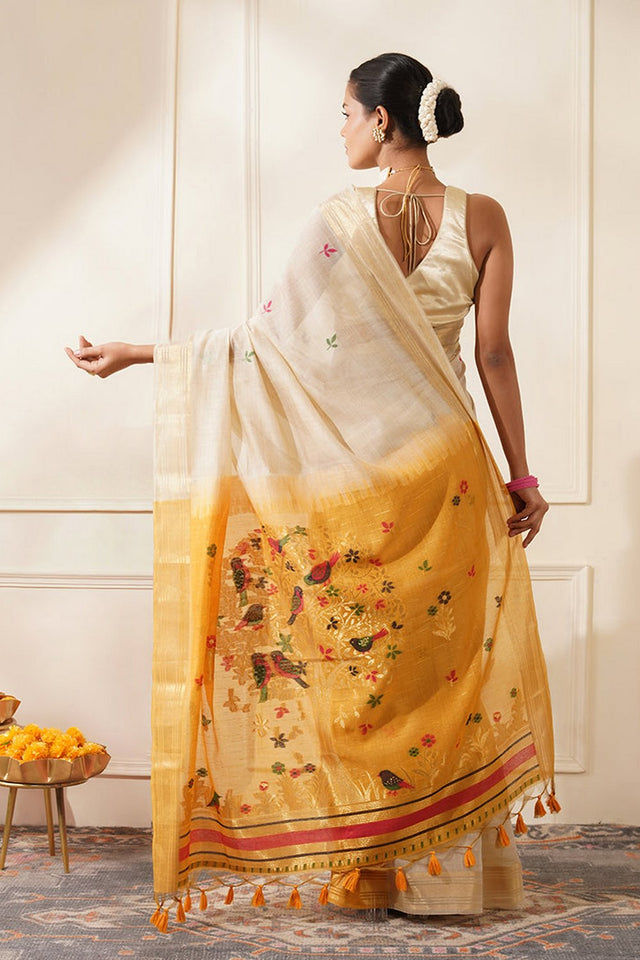 Multi Color Floral Woven Cotton Saree (Eth_SR_123)