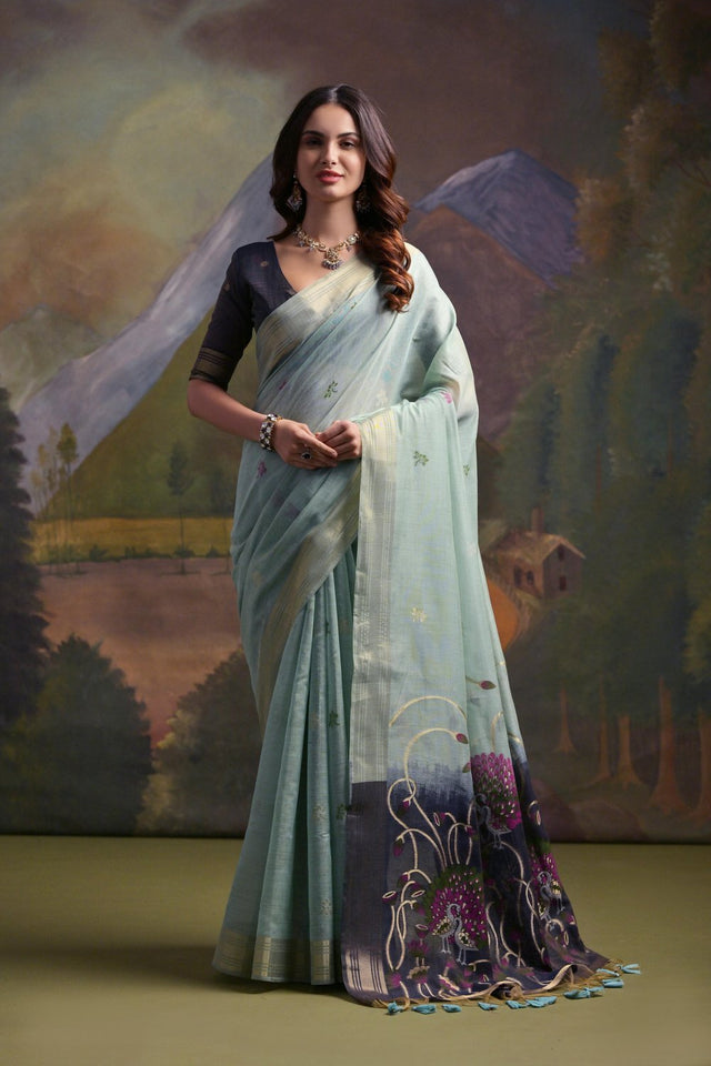 Grey Woven Art Silk Saree (Eth_SR_127)