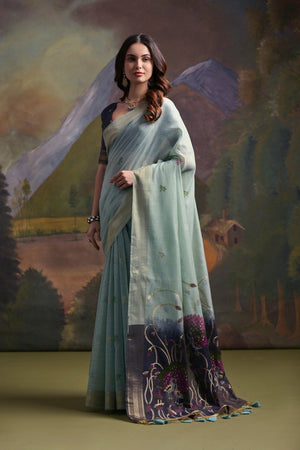 Grey Woven Art Silk Saree (Eth_SR_127)