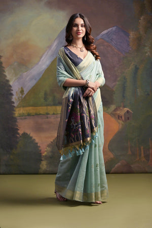 Grey Woven Art Silk Saree (Eth_SR_127)