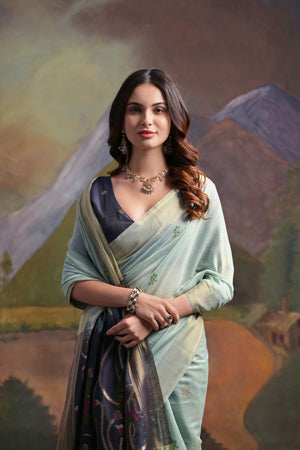 Grey Woven Art Silk Saree (Eth_SR_127)