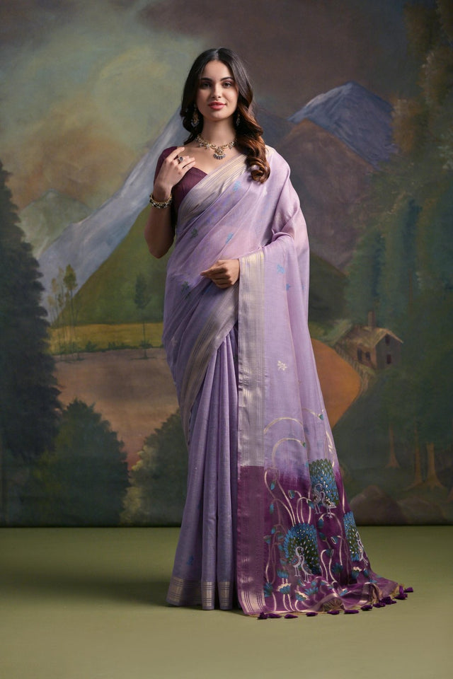 Purple Woven Art Silk Saree (Eth_SR_128)