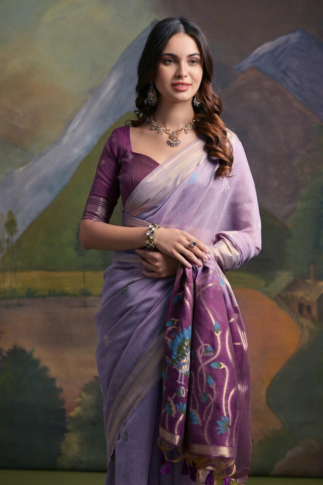 Purple Woven Art Silk Saree (Eth_SR_128)