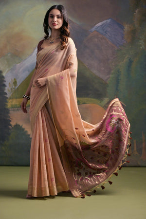 Peach Woven Art Silk Saree (Eth_SR_129)