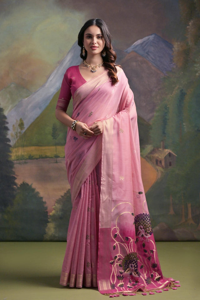 Pink Woven Art Silk Saree (Eth_SR_130)