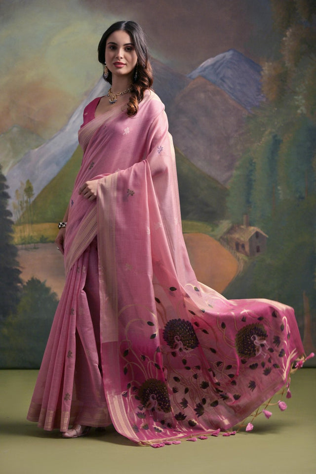 Pink Woven Art Silk Saree (Eth_SR_130)